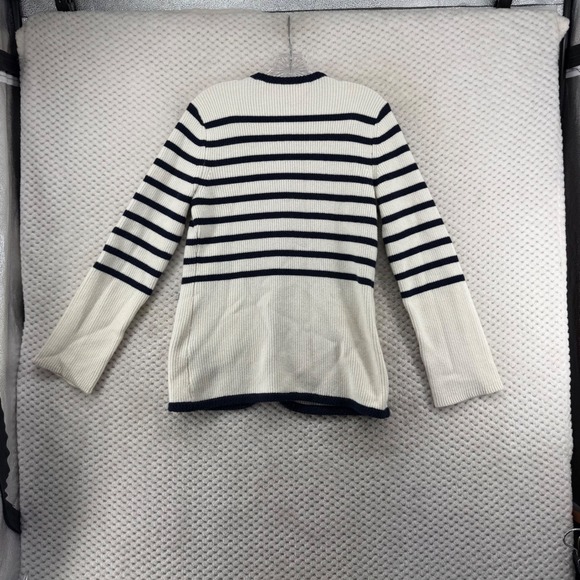 Rag & Bone Striped Cardigan Women Small Ivory Navy Blue Merino Wool Gold Button - Picture 11 of 11